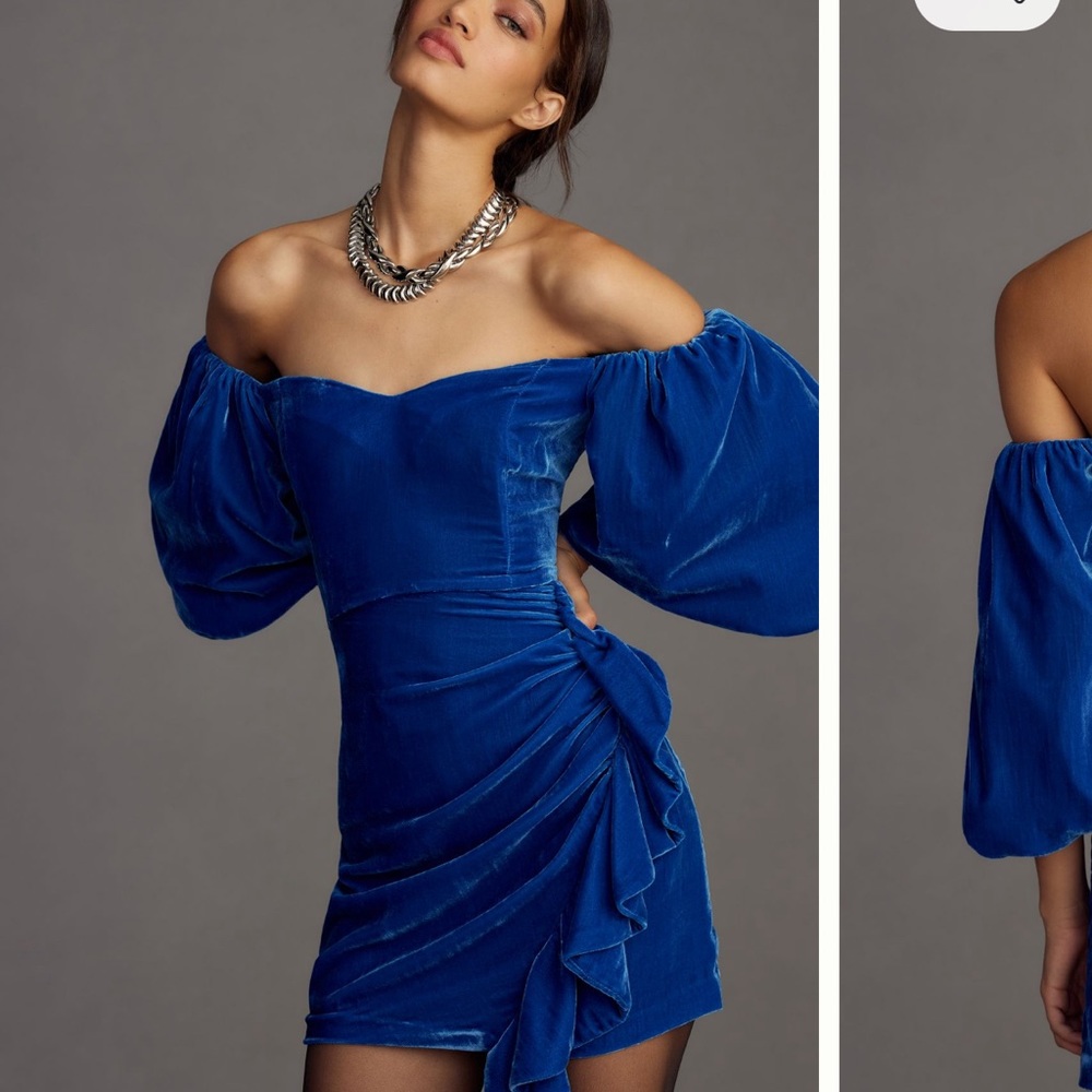 Rhode Adrian sweetheart velvet off shoulder dress
